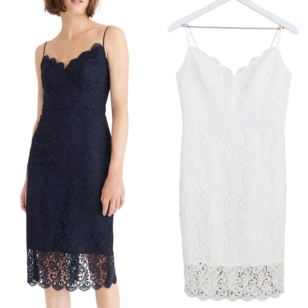 J. Crew NWT Style H7373 White Guipure‎ Lace Spaghetti Dress Size 6